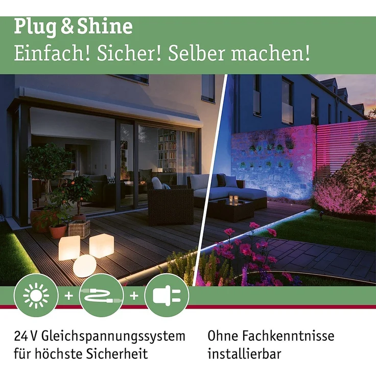 Paulmann No. 94320 Plug&Shine Lichtobjekt Basket IP44 60cm Braun – Bild 6