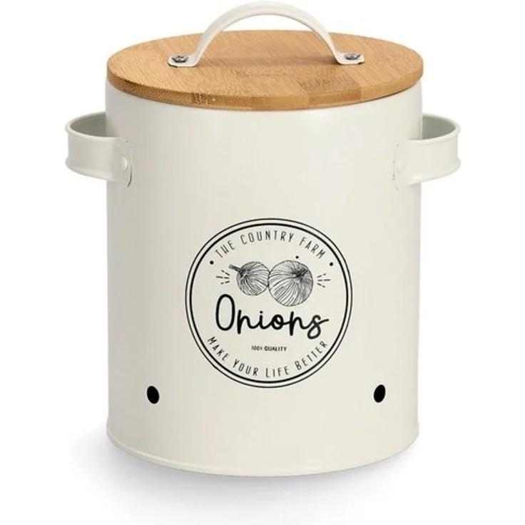 Vorratsdose Onions, weiß mit Bambusdeckel - Ø 14cm – Bild 3
