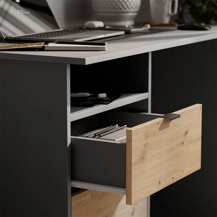 Schreibtisch Meiko Anthrazit/Artisan 105 x 50 cm mit Schubladen Vicco – Bild 4