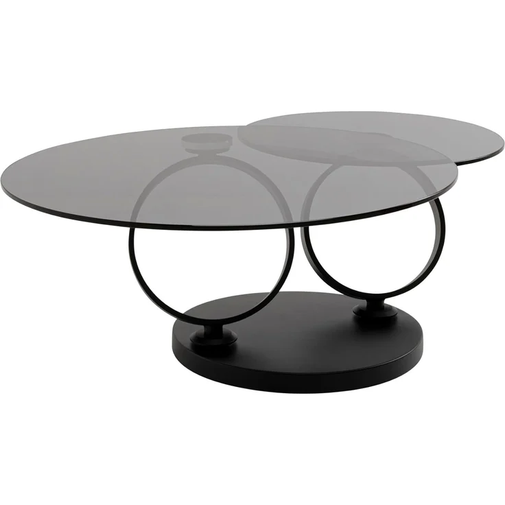 Kare Design Couchtisch Beverly Smoke, Schwarz, Beistelltisch, Glas Tischplatte, Stahlgestell, Drehbar, Wohnzimmer, 42 x 132 x 80 cm – Bild 2