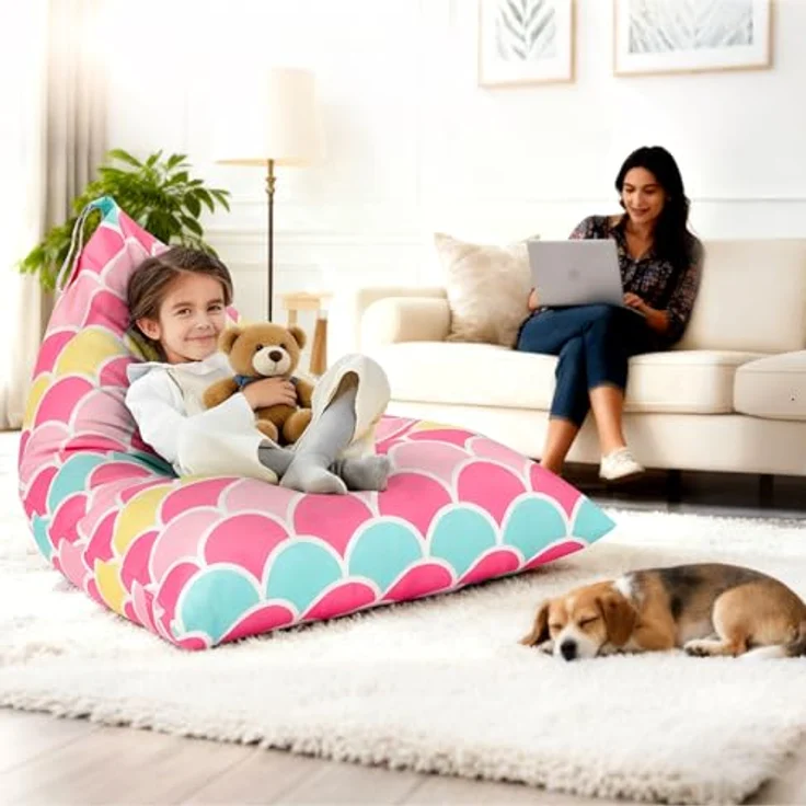 Nobildonna, Sitzsack für Stofftiere, nur für Kinder und Erwachsene, extra großer Sitzsack ohne Füllung, Plüschtierhalter und Organizer, Premium-Leinen, 250 l (Meerjungfrau) – Bild 3