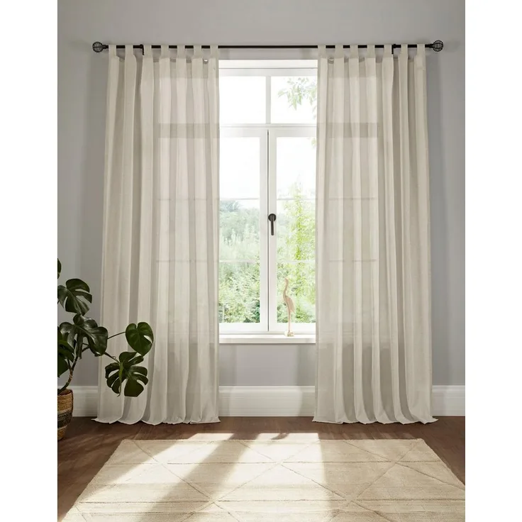 andas Vorhang Elby 1, Schlaufen (1 St), halbtransparent, Jacquard, transparent, basic, monochrom, bis 295 cm Länge