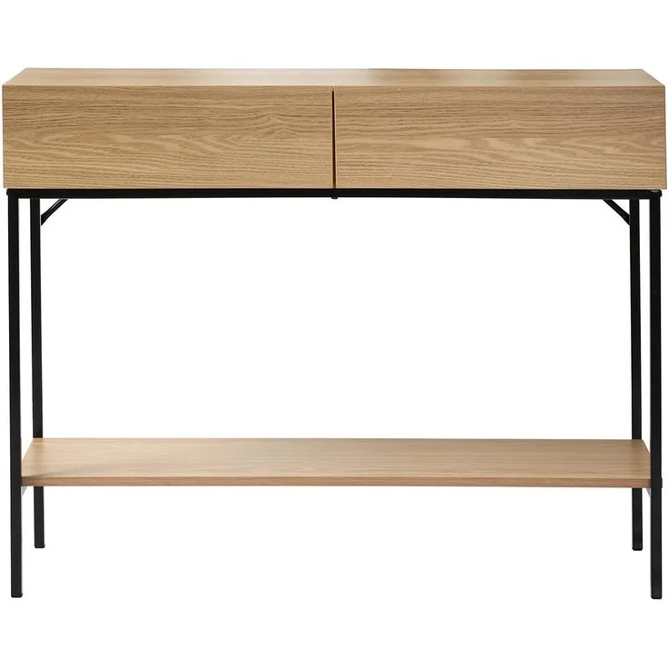 Casâme Konsole mit 2 Schubladen und 1 Regalboden in Eichenoptik - L100cm - Helles Holz