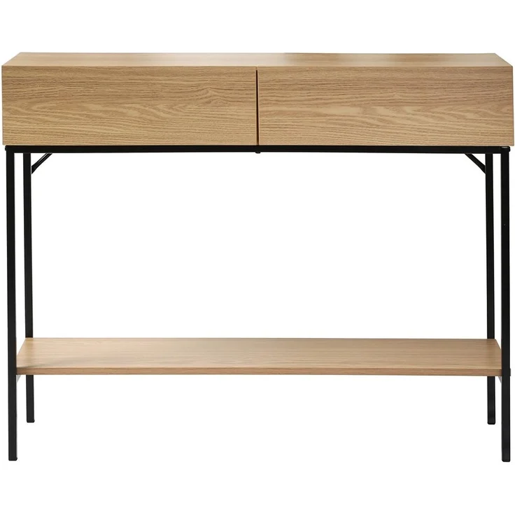 Casâme Konsole mit 2 Schubladen und 1 Regalboden in Eichenoptik - L100cm - Helles Holz