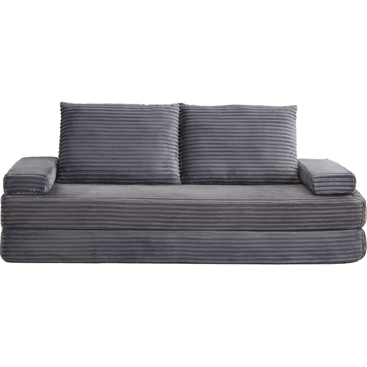 Wohnora-211 cm langes, Modernes Cord-Sofa, Kombination aus Sofa und Bett, Vielfältige Kombinationsmöglichkeiten mit zwei dreieckigen Rückenlehnen, Zwei Kissen und zwei abnehmbaren Armlehnenmodulen,H 62cm x T 2115cm x B 1065cm,Grau – Bild 4