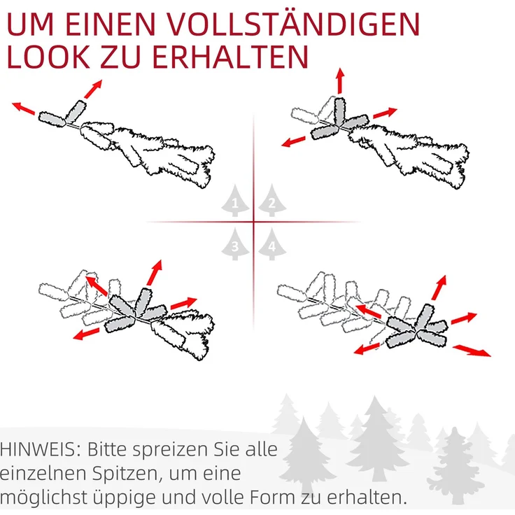 HOMCOM Weihnachtsbaum, Kunststoff, Metall, Grün, Ø81 x 210H cm – Bild 3