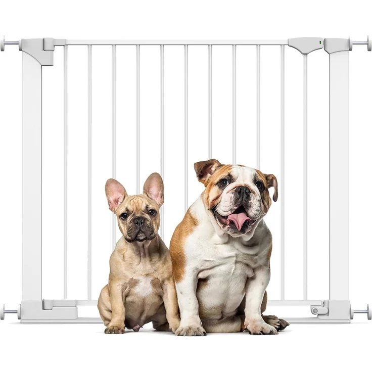 Bettacare Sicherheitsstuffen Haustiergitter, Weiß, 89cm - 96cm, Extra Niedrige Durchgangshöhe, 74cm Extra Breite Türöffnung, Einteiliges Extra Breites Gitter für welpen und Hunde – Bild 1