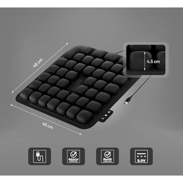 Diablo Chairs Massageauflage für Bürostuhl Rückenmassage elektrisch Massagekissen Lendenmassage Sitzauflage Gaming Stuhl Auto ergonomische Massage Matte mit Luftdrucksystem – Bild 3