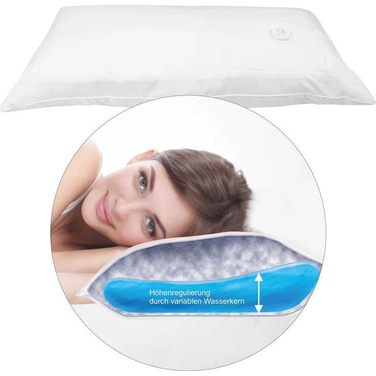 Kopf- und Nackenkissen mit anpassbaren Wasserkern ( 40 x 80 cm ), Wasserkissen für einen erholsamen Schlaf – Bild 7
