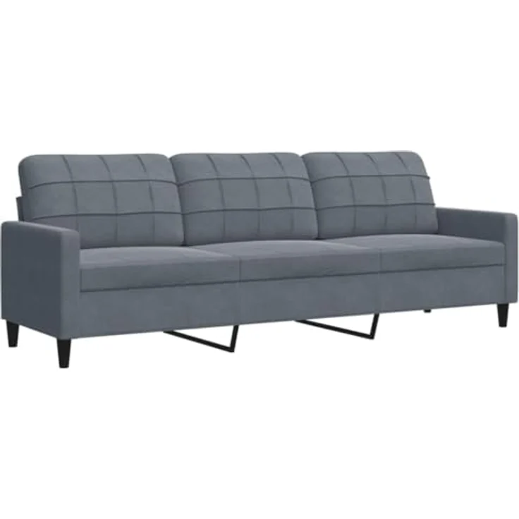vidaXL 3-Sitzer-Sofa Dunkelgrau 210 cm Samt 4007645 – Bild 2