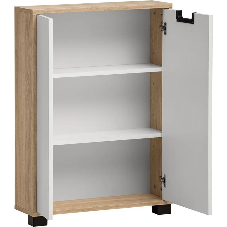 Schildmeyer Highboard Emmik 159449, weiß Eiche Dekor/weiß matt, 59,8 x 19,5 x 85,2 cm – Bild 3