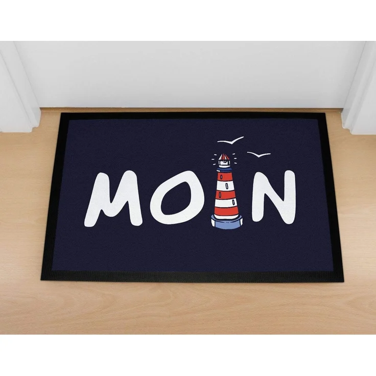 MoonWorks Fußmatte Fußmatte Moin maritim Leuchtturm norddeutsch Hallo Willkommen rutschfest & waschbar Moonworks®, rechteckig – Bild 2