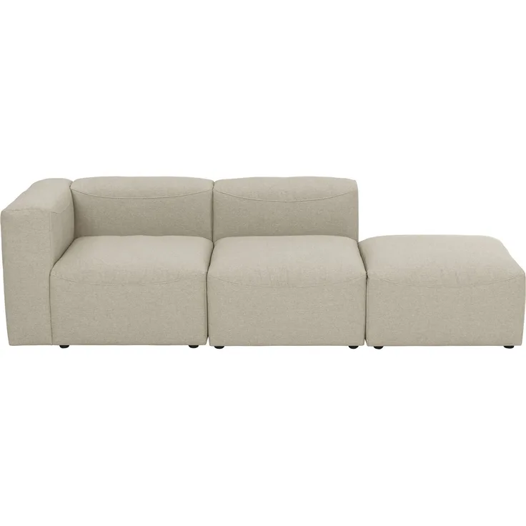 Sofa 2-Sitzer mit Hocker rechts Kattrina Flachgewebe creme