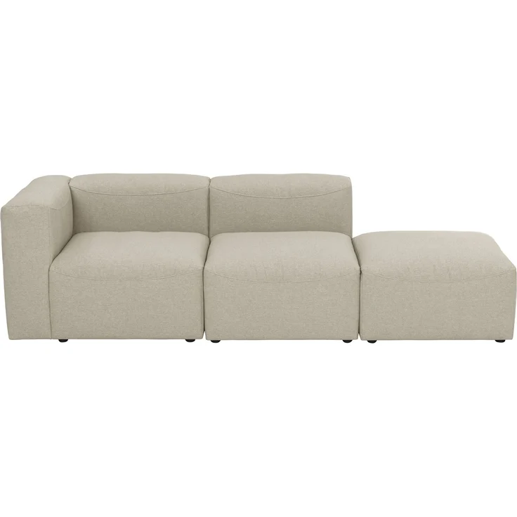 Sofa 2-Sitzer mit Hocker rechts Kattrina Flachgewebe creme – Bild 1