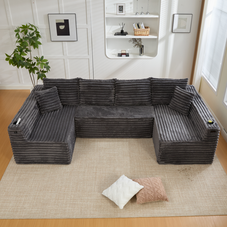 ZUBALIYA Wohnlandschaft 155x88 cm, mit Samtbezug, mit Cordbezug, mit breiten Armlehnen, mit Schaumstoffpolsterung – Bild 13