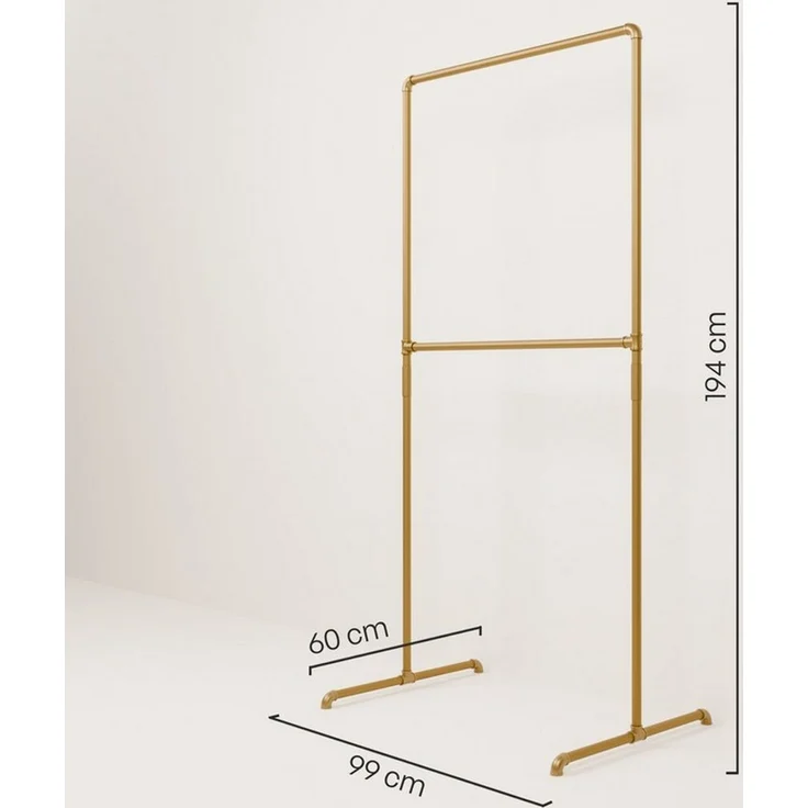 pamo. design Kleiderständer Kleiderständer LAS gold - freistehende Garderobe, kratzfeste & platzsparende Kleiderstange, stabil, einfache Montage – Bild 2