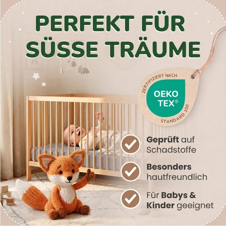 leevitex® Spannbettlaken in verschiedenen Größen und Farben, Jersey aus 100% Baumwolle, Jersey, Gummizug: rundum, (1 Stück), in verschiedenen Größen und Farben, Jersey aus 100% Baumwolle – Bild 2