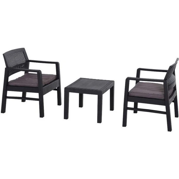 Progarden Balkon Set Kraka 3-tlg anthrazit Sitzgruppe Gartenmöbel Set Essgruppe – Bild 4