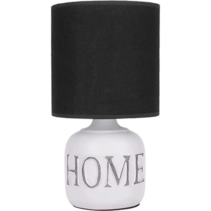 BRUBAKER Nachttischlampe 2er Set Tischlampe Home Weiß, Heimat, ohne Leuchtmittel, 2x Tischleuchte mit gewölbtem Keramikfuß und Stoffschirm, Höhe 30,5 cm – Bild 4