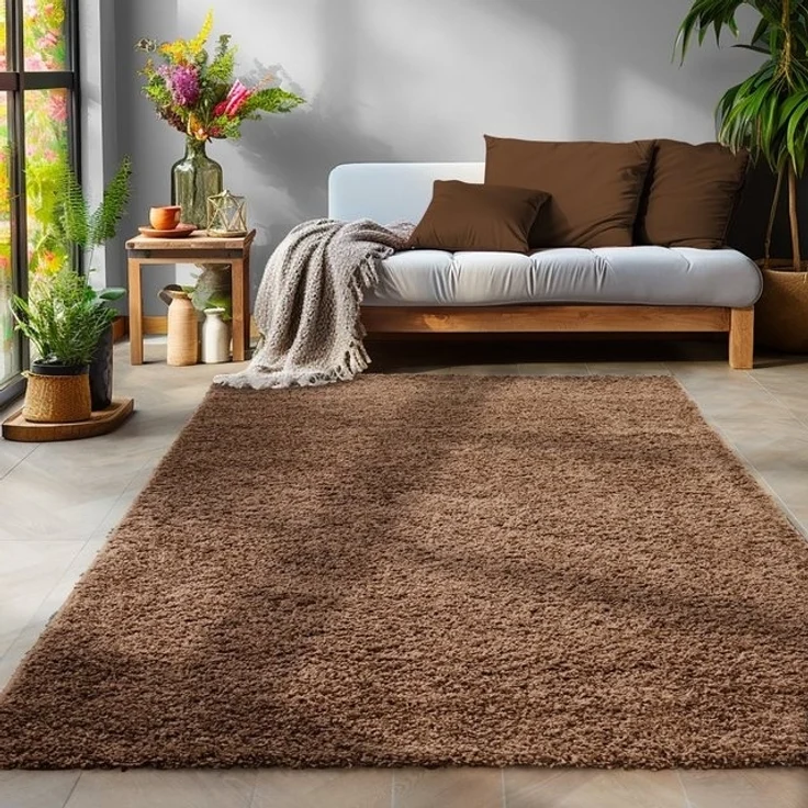 SIMPEX24 Teppich Unicolor - Einfarbig, Läufer, Höhe: 30 mm, Einfarbig Shaggy Teppich Wohnzimmer Langflor Versch. Farben und Größen – Bild 4