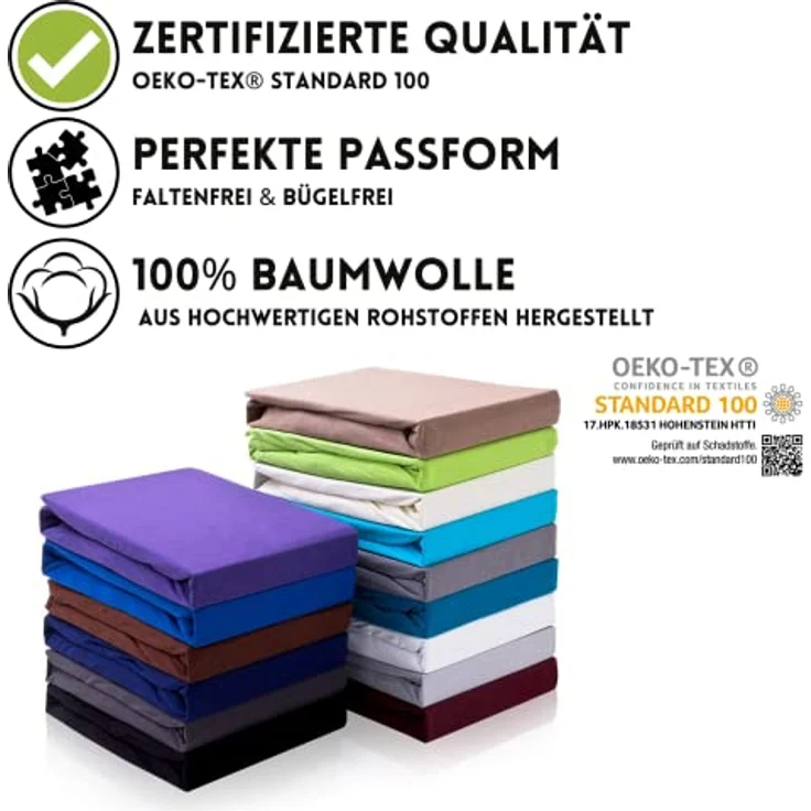 Hometex Premium Textiles Spannbettlaken für Topper bis 10cm Steghöhe, Jersey, Gummizug: Rundumgummizug, ideal für Boxspringbett Topper, 100% reine Baumwolle – Bild 3