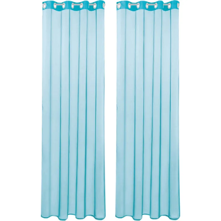 Bestlivings Transparente Türkise Gardine mit Ösen 2er Pack (B140 x L145), viele Varianten erhältlich