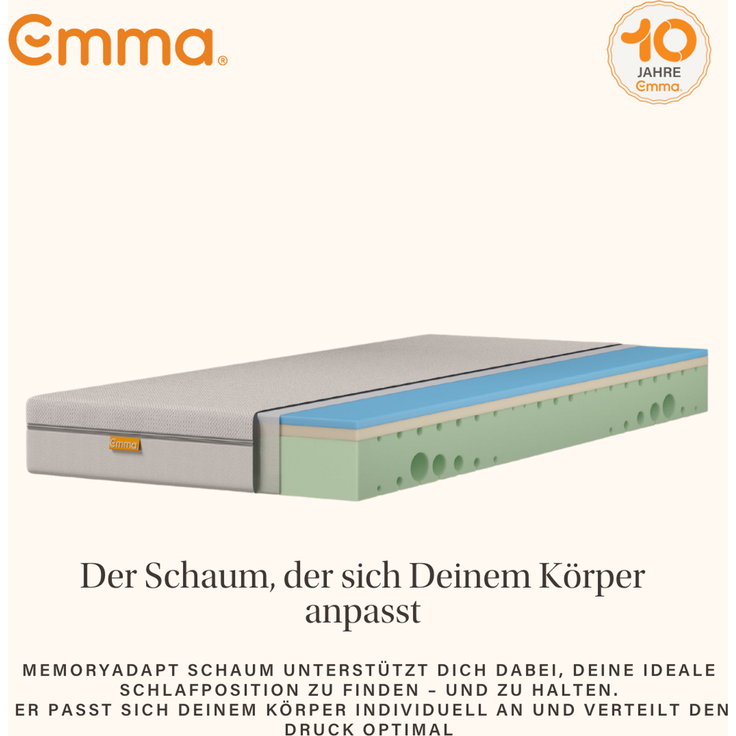 Emma 'One Hart' Viscoschaum-Matratze, 160x200 cm, 85 % Polyester / 15 % Polypropylen, Weiß – Bild 7