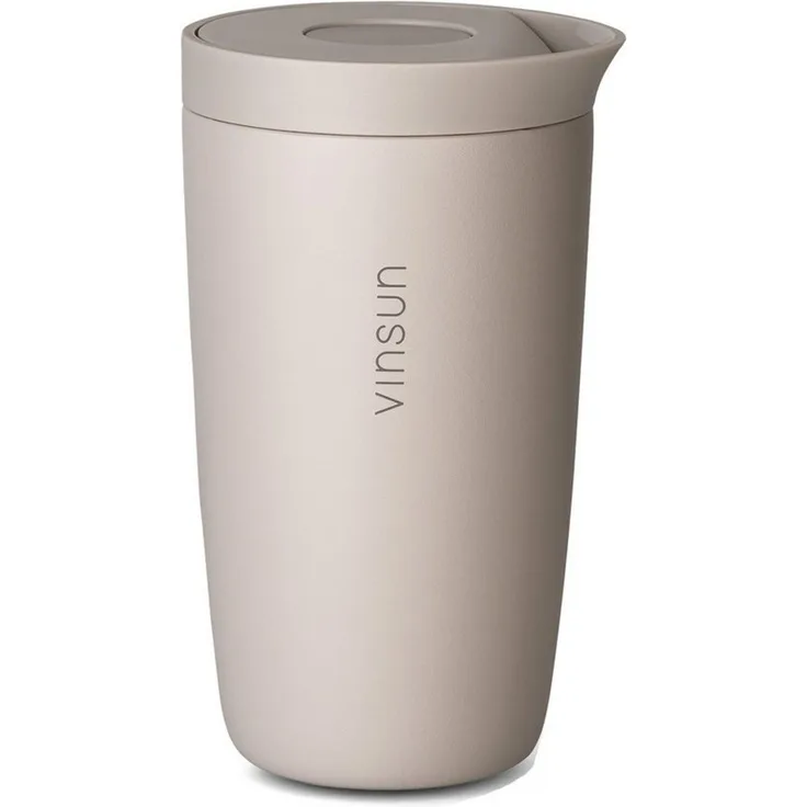 Vinsun Thermobecher Edelstahl Isolierbecher 350ml - Kaffeebecher to Go auslaufsicher, 2-tlg, Edelstahl, Doppelwandig, BPA frei, bruchfest, Einhandbedienung per Knopfdruck