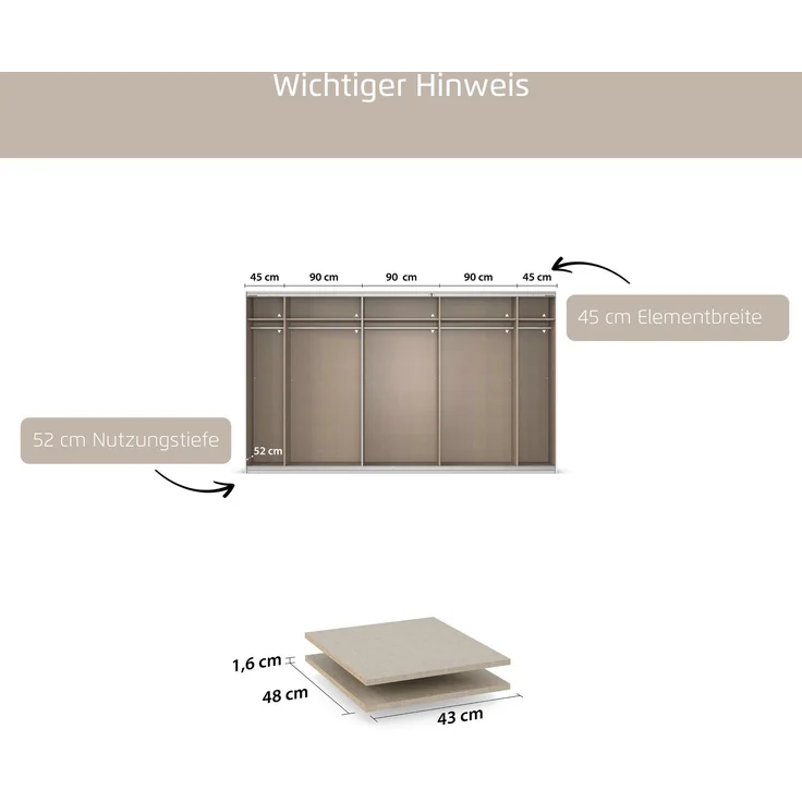 rauch Zubehör, Einlegeböden 2er-Set, für Schwebetürenschränke von rauch mit einer Elementbreite von 45 cm und einer Schranktiefe von 62 cm – Bild 4