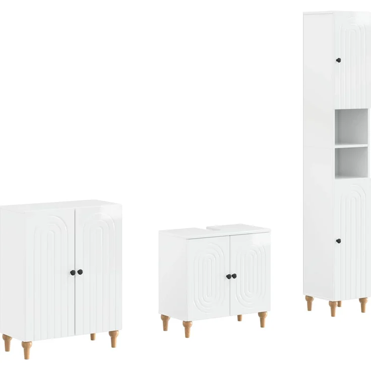 vidaXL 3-teiliges Badezimmer-Schranksystem ALKMAAR Hochglanz Weiß 3417427 – Bild 1