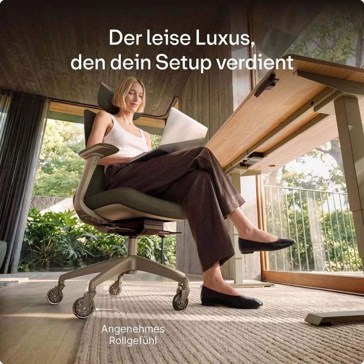 Desktronic Bürostuhlrollen Grün, Ersatzrollen 360°, Set 5 Stück, Ersatzräder für Bürostühle auf Teppich- und Parkettböden – Bild 4