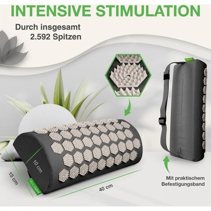 BACKLAxx® Nackenrolle Akupressur, Akupressur Kissen Nacken, Akupressur Kissen 40 x 18 x 11 cm, Insgesamt 2.592 Spitzen – Bild 2