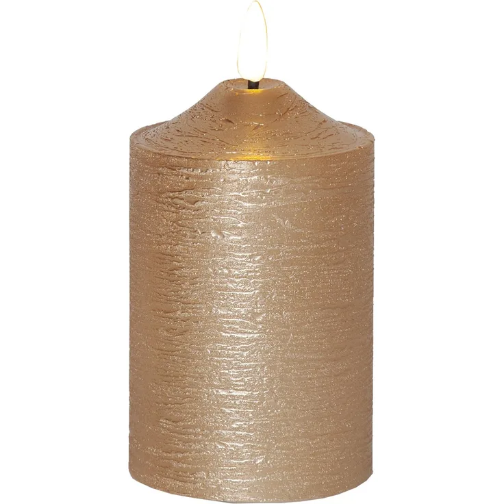 LED Echtwachskerze -Flamme', Batterie, Timer, Gold, 15cm