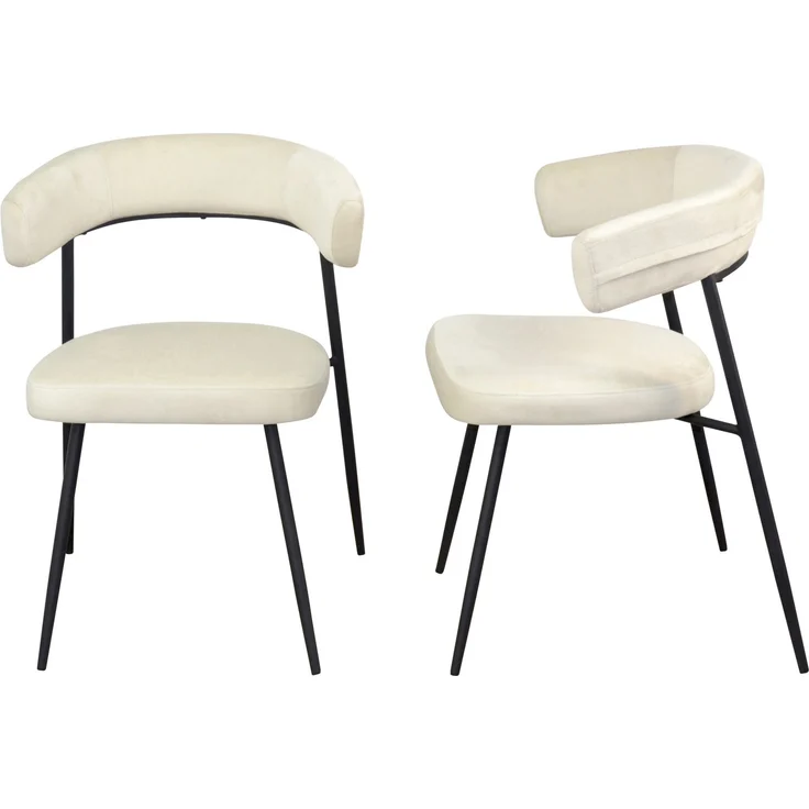 Moderne Esstischgruppe 5-teilig mit Glastisch in Marmoroptik & 4 Samtstühlen in Creme – Bild 3