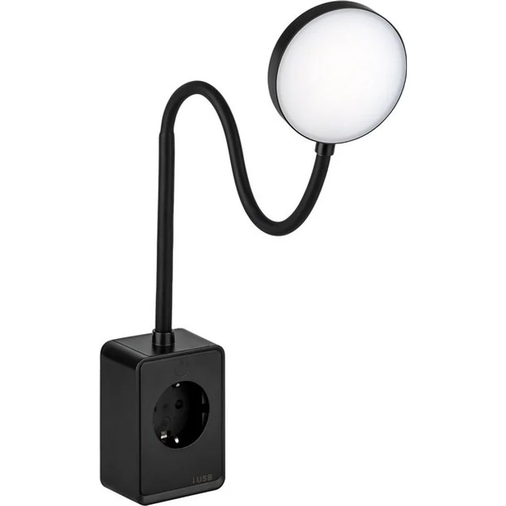 SEBSON LED Steckdosenleuchte LED Steckdosenleuchte dimmbar mit Flexarm, USB, Ein- und Ausschalter, LED integriert, neutralweiß, USB-A Anschluss, USB-C Anschluss, Dimmbar, Ein- und Ausschaltbar – Bild 4