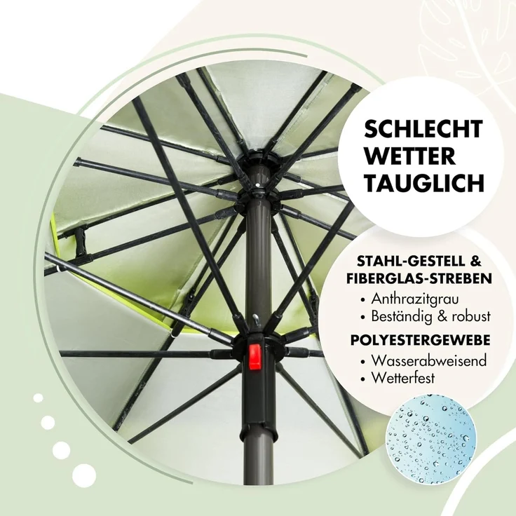 Doppler 'Windprofi' Sonnenschirm, mit Tragetasche, Ø 200 cm, grün – Bild 6