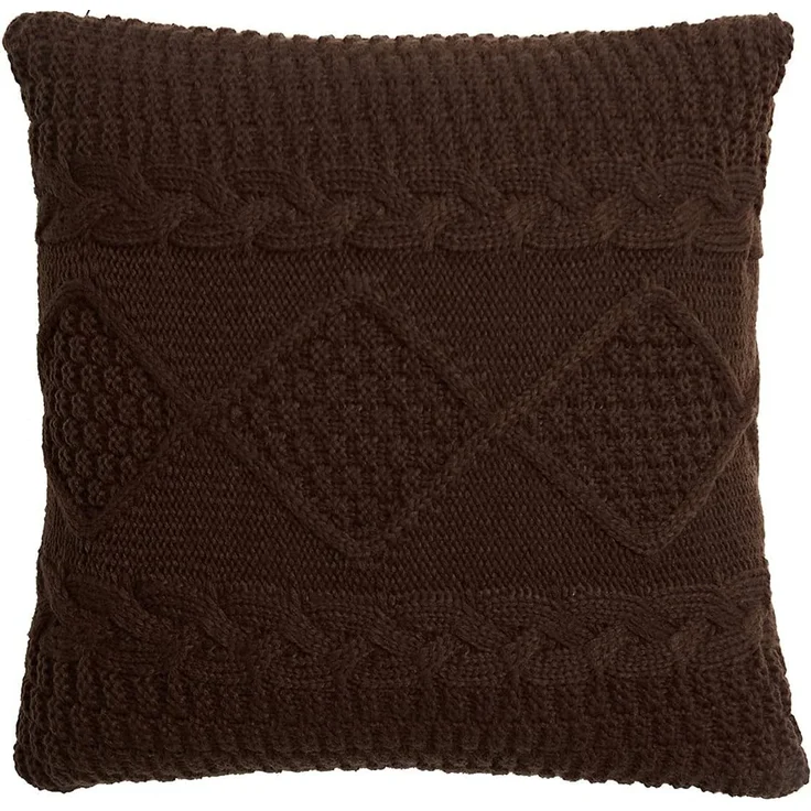 ABC Gestrickter Kissenbezug im Retro-Stil, dunkelgrau – Bild 1