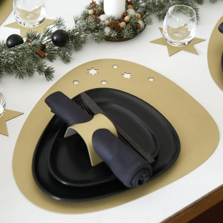 LIND DNA Platzset Lind DNA Tischset Curve Star L Hippo gold 37x44cm – Bild 3