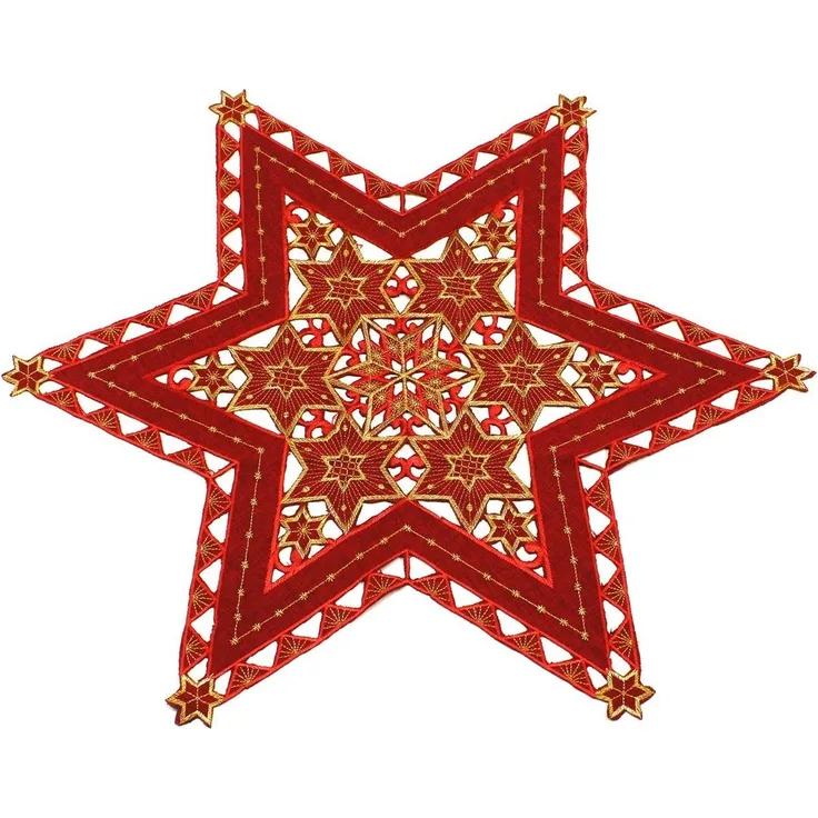 Haus und Deko Tischdecke Sterne Weihnachten Deckchen Advent bestickt Untersetzer Mitteldecke (1-tlg)