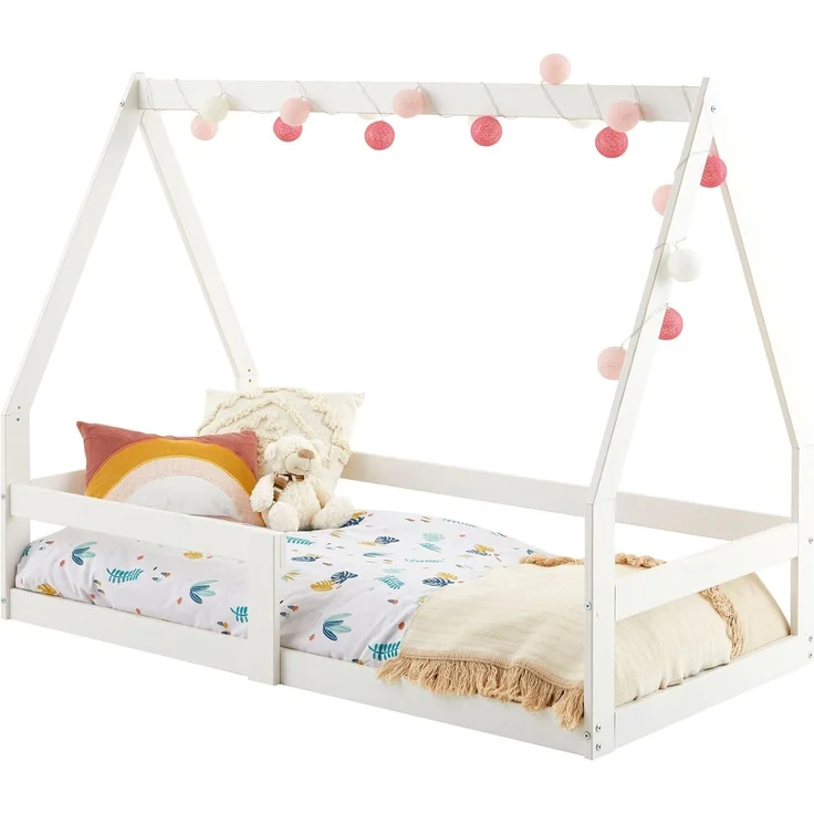 IDIMEX Kinderbett LUSIA, Hausbett Kinder Bodenbett Kinderbett Kiefer-Massivholz 80x160 cm