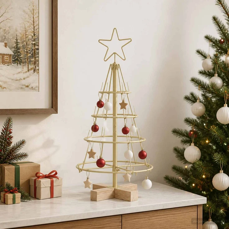 vidaXL Metall Weihnachtsbaum KUOPIO 60 cm Stahl Gold 42053804 – Bild 3
