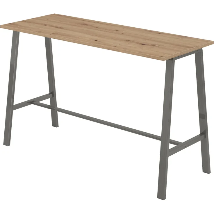 bümö Meetingpoint Industrial Look, Bistrotisch eckig 175 x 68 cm, Stehtisch Holz-Platte, Bartisch Asteiche, Gestell aus Metall natur, Buffettisch, Partytisch, Thekentisch, Hochtisch, Barmöbel, MPA17-R-T