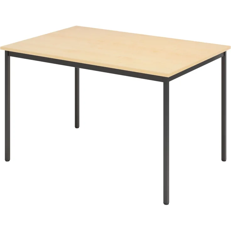 bümö Tisch, Multifunktionstisch 120 x 80 cm in Ahorn/Schwarz - Besprechungstisch, Konferenztisch, Meetingtisch, Mehrzwecktisch, Pausentisch, Besprechungsraum, Meetingraum, Pausenraum, VS12-3-D