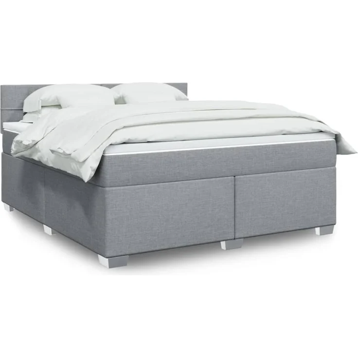 vidaXL Boxspringbett mit Matratze Hellgrau 180x200 cm Stoff 3288267 – Bild 1