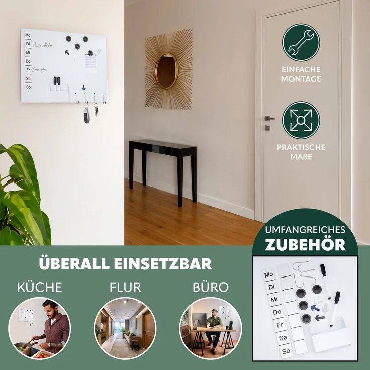 Magnettafel aus Metall, beschreibbar, viel Zubehör, weiß lackiert – Bild 5