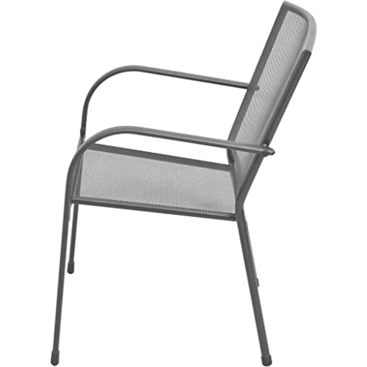 vidaXL Stapelbare Gartenstühle 2 Stk. Stahl Grau 42705 – Bild 5