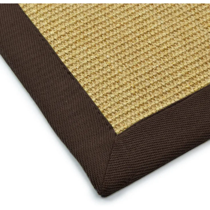 Sisal-Teppich Amazonas | Natur | Mit farbiger Bordüre | Für Wohnräume | Cappuccino / 200x200 cm