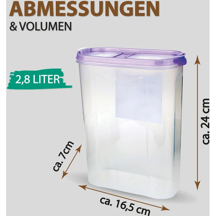 Vorratsdosen mit Deckel 2,8 Liter ( 8er Pack / Lila ), Luftdicht Schüttdose BPA frei, Vorratsbehälter Set - Frischhaltedosen Klappdeckel – Bild 4