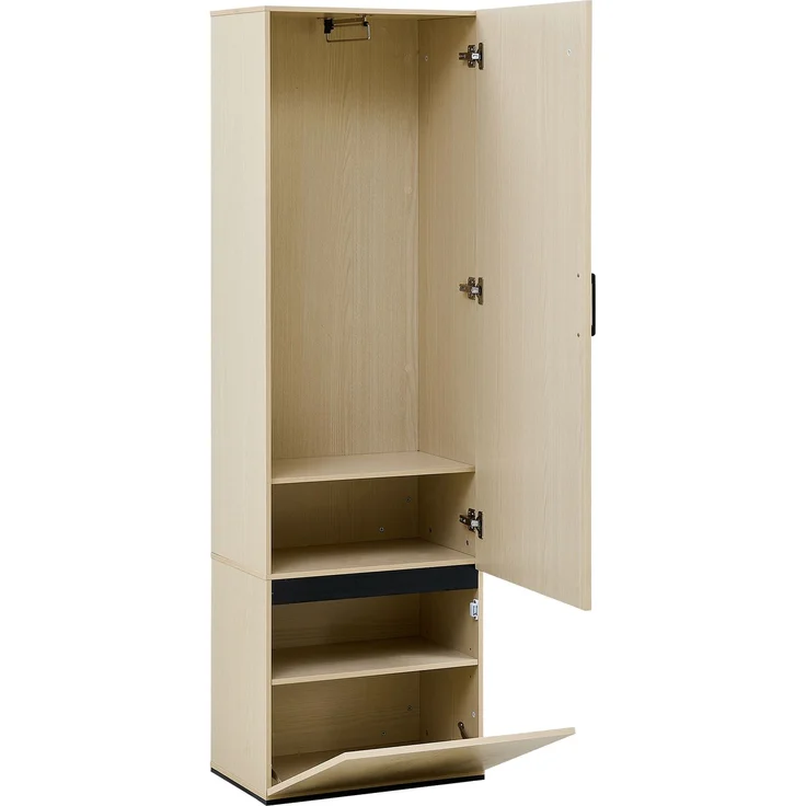 Garderobenschrank 54 x 34,5 x 179,5 cm mit Spiegel und ausziehbarer Kleiderstange – schmaler Flurschrank aus MDF – Bild 5