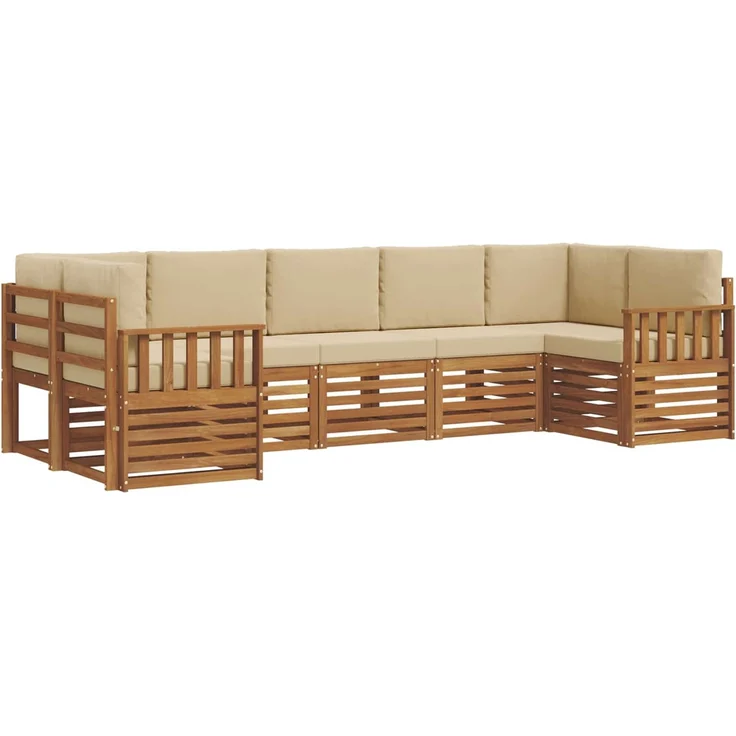 vidaXL Outdoor-Sofagarnitur 7 stk. 7-Sitzer Natur und Beige 3375403 – Bild 2